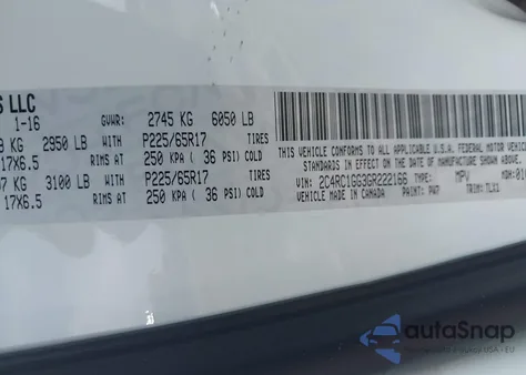 2016 Chrysler Town & Country Limited Platinum from USA, damaged, VIN 2C4RC1GG3GR222166